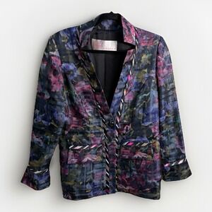 Linda Cunningham Artsy Blazer Womens Sz 10 Art To Wear Funky Eclectic Maximalist